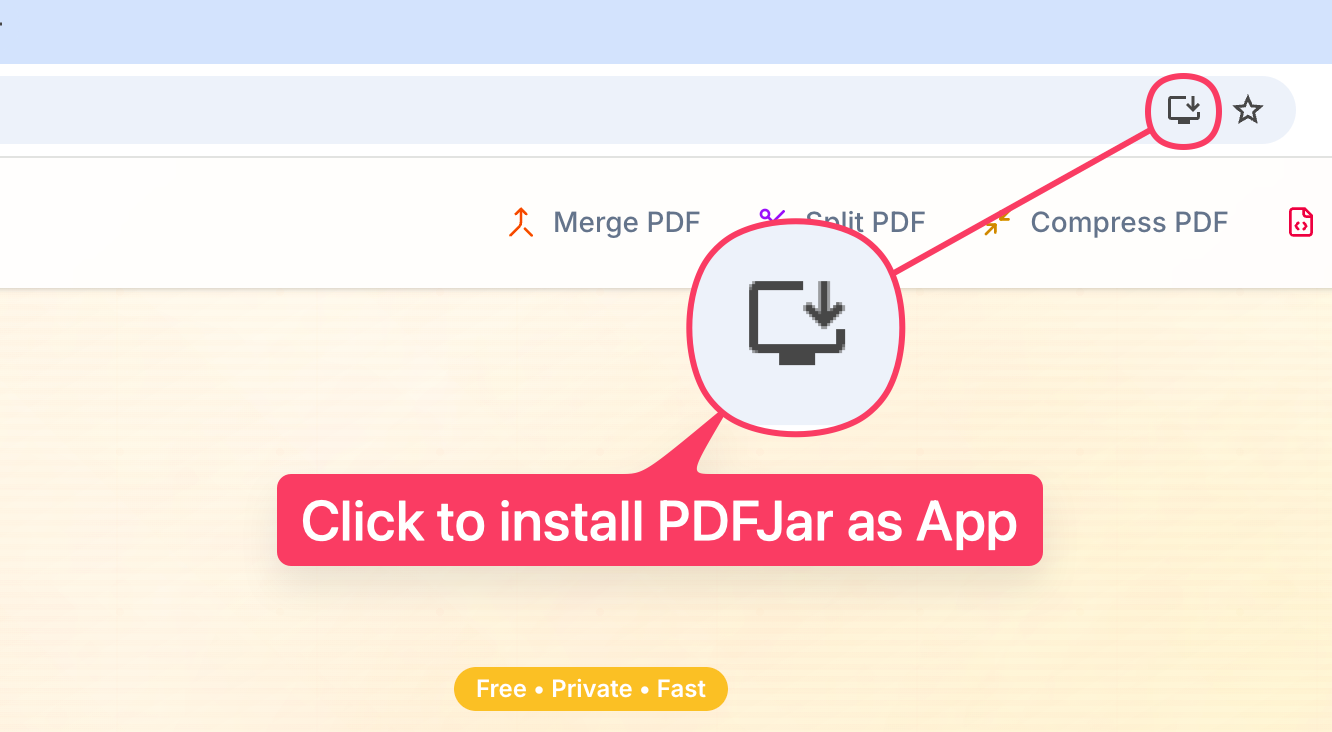 Install PDFJar on Chrome - Click the install icon in the address bar